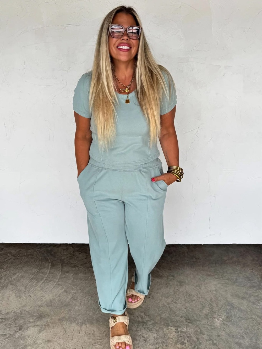Relaxed Sage Green Jumpsuit - Women